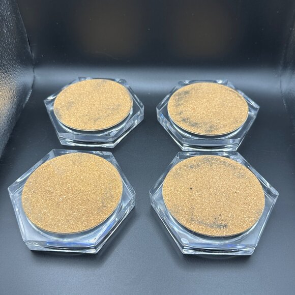 4 Acrylic Handmade Cross Stitch Snowman 4” Coasters Cork Bottom Winter Holiday - Picture 6 of 8